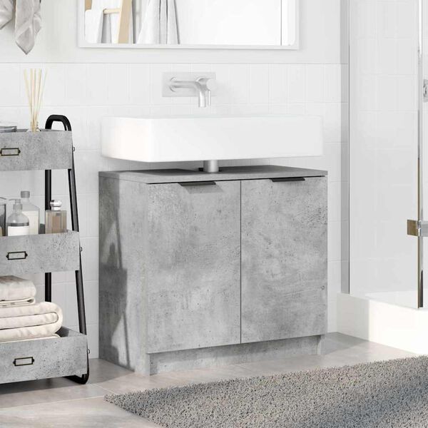 vidaXL Mobile da Bagno con porta Grigio cemento 64,5 x 33,5 x 59 cm