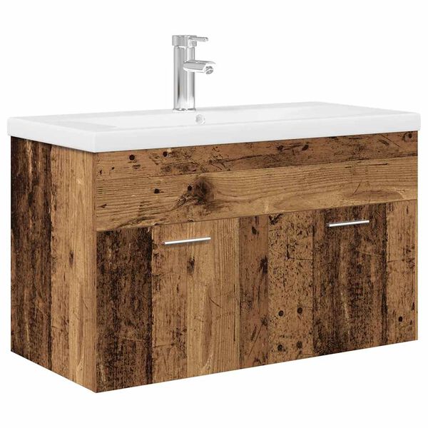 vidaXL Mobile Bagno Lavabo Integrato Legno Antico in Legno Multistrato