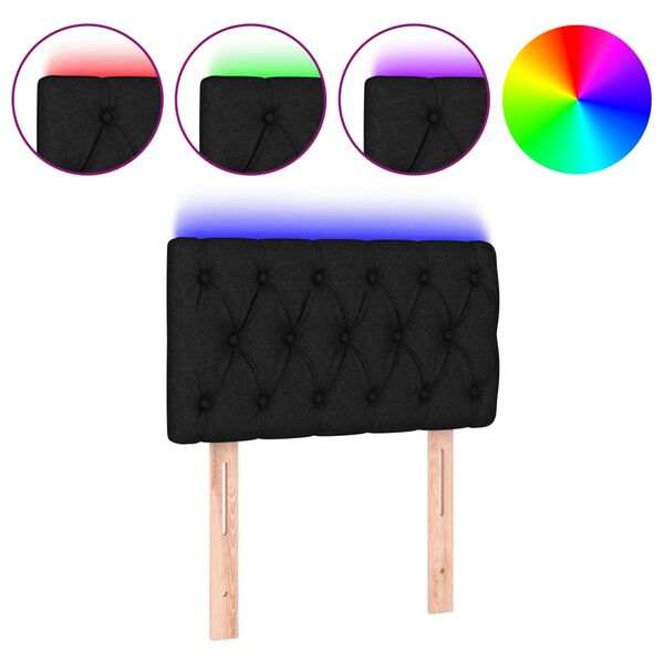 vidaXL Testiera a LED Nera 80x7x78/88 cm in Tessuto