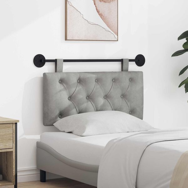 vidaXL Testata appesa Grigio chiaro 90 x 55 x 7 cm Velluto