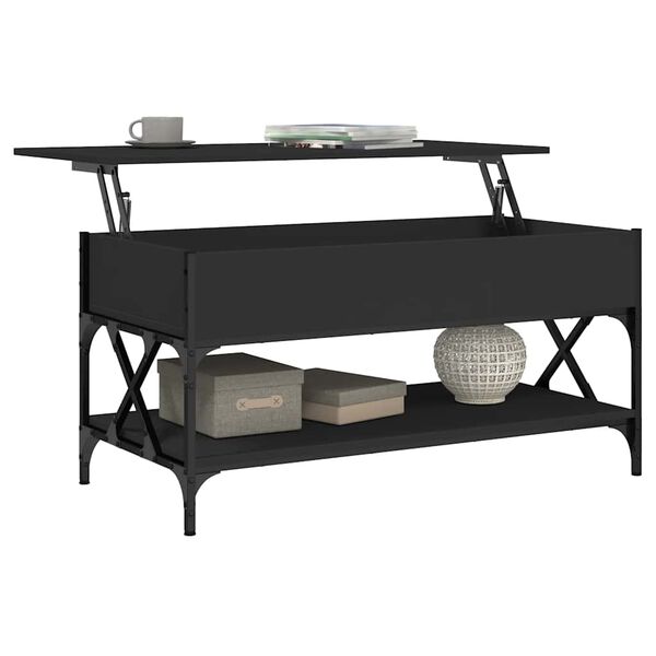 vidaXL Tavolino da Salotto Nero 100x50x50cm Legno Multistrato Metallo
