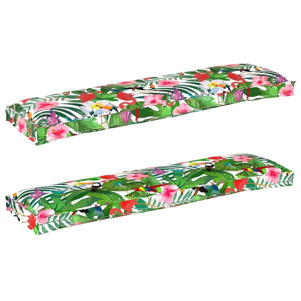vidaXL Set di Cuscini per Pallet Floreale 2 pcs Giungla tropicale