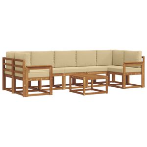 vidaXL Set di divani da esterno 8 pz 7-Posti Naturale e Beige