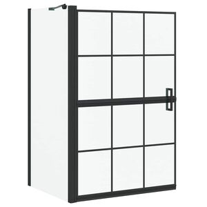 vidaXL Schermo per Bagno e Doccia Nero e trasparente 80 x 68 x 128 cm