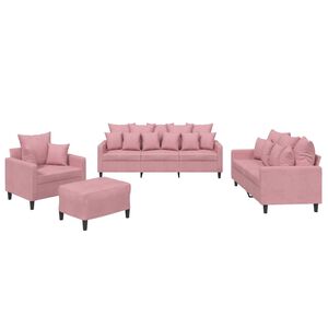 vidaXL Set di Divani 4 pz con Cuscini rosa in Velluto