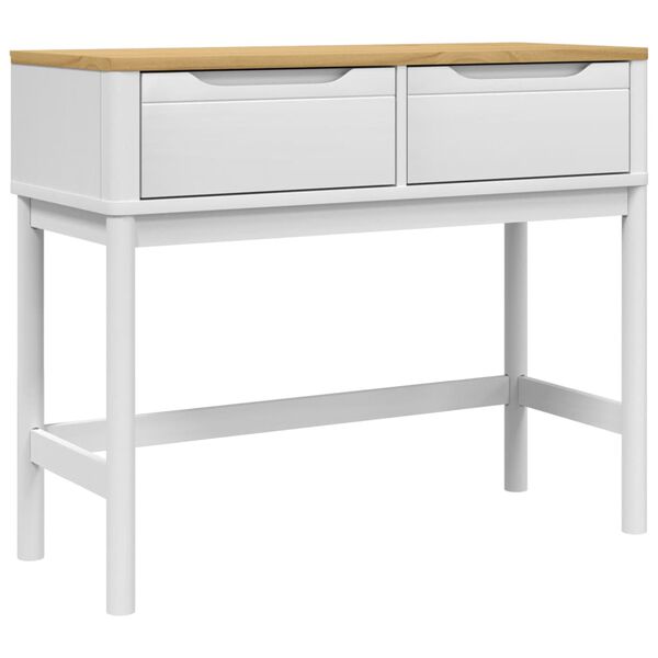 vidaXL Tavolo Consolle FLORO Bianco 89,5x36,5x73cm Legno Massello Pino