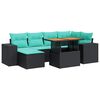 vidaXL Set Divani da Giardino con Cuscini 7pz Nero Polyrattan