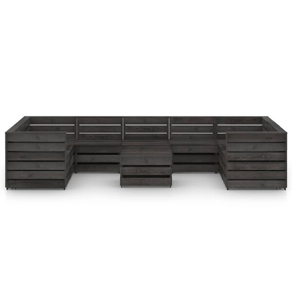 vidaXL Set Salotto da Giardino 10pz in Legno di Pino Impregnato Grigio