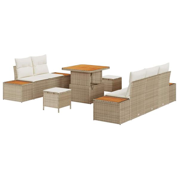 vidaXL Set Divano da Giardino 8 pcs Beige polyrattan