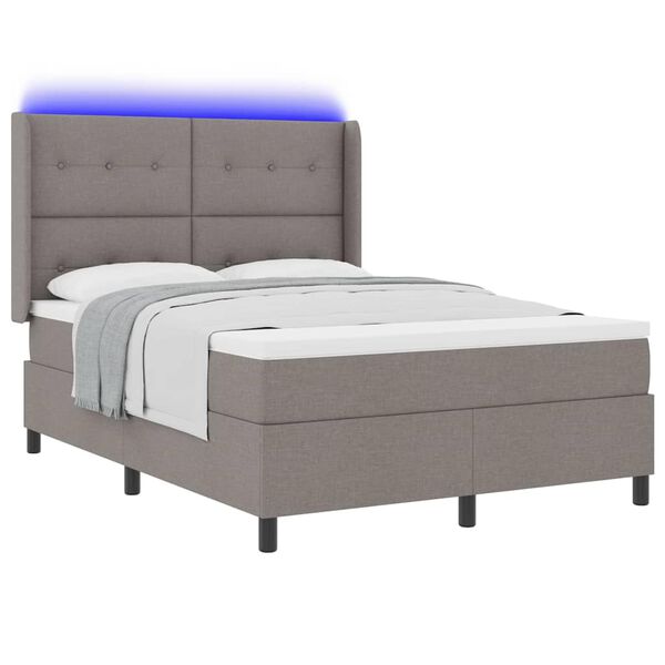 vidaXL Letto a Sorgente LED con materasso Talpa 140 x 200 cm Tessuto
