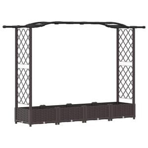 vidaXL Letto Rialzato con Griglia e Tetto Marrone 207 x 40 x 123 cm PP