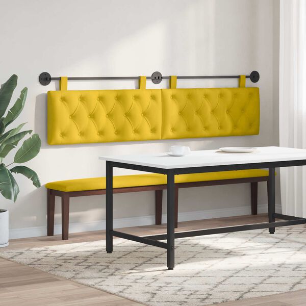 vidaXL Testata appesa Giallo 210 x 55 x 7 cm Velluto