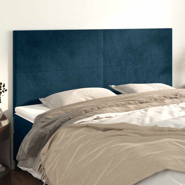 vidaXL Testiera Blu Scuro 160x5x118/128 cm Velluto