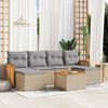vidaXL Set Divani da Giardino 7 pz con Cuscini Beige in Polyrattan