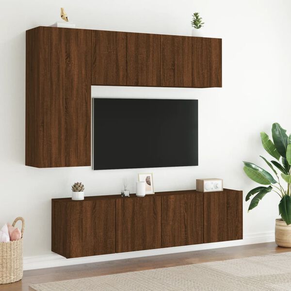 vidaXL Mobili TV a Parete 2pz Rovere Marrone 60x30x41 cm