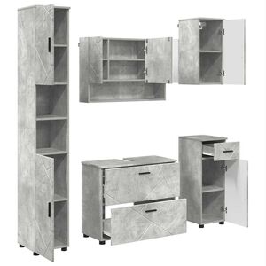 vidaXL Set di mobili per il bagno 5 pz Grigio cemento 35 x 30 x 192 cm