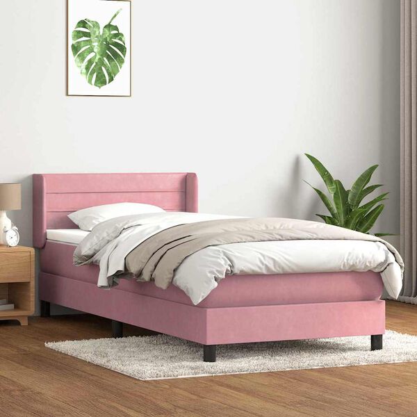 vidaXL Giroletto a Molle con Materasso Rosa 80x210 cm Velluto