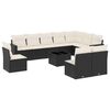 vidaXL Set Divani da Giardino 11 pz con Cuscini in Polyrattan Nero