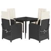 vidaXL Set da Pranzo da Giardino 5 pz Nero con Cuscini in Polyrattan