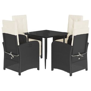 vidaXL Set da Pranzo da Giardino 5 pz Nero con Cuscini in Polyrattan
