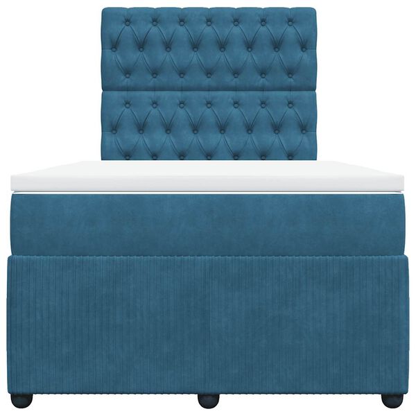 vidaXL Giroletto a Molle con Materasso Blu Scuro 120x190 cm in Velluto