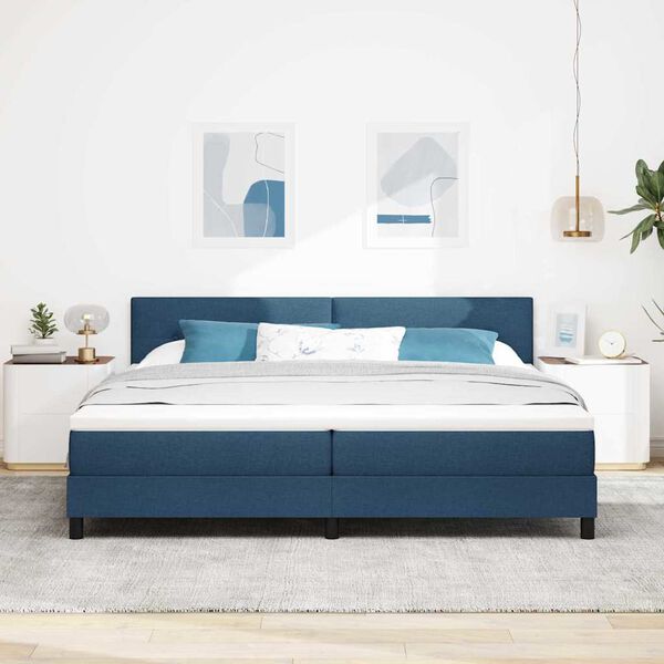 vidaXL Letto a molle con materasso Blu 200 x 200 cm Tessuto