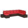 vidaXL Set Divano da Giardino 8 pz Marrone e Rosso polyrattan