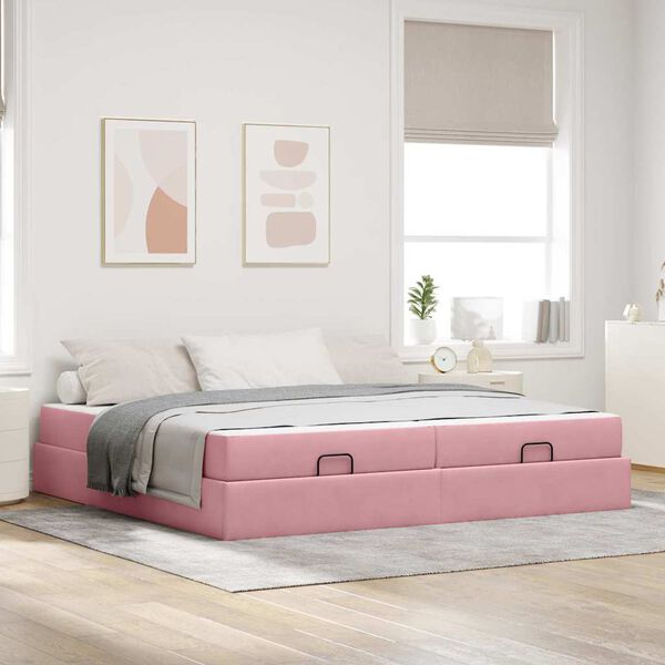 vidaXL Struttura letto con materasso con materasso 2 pcs Rosa Velluto
