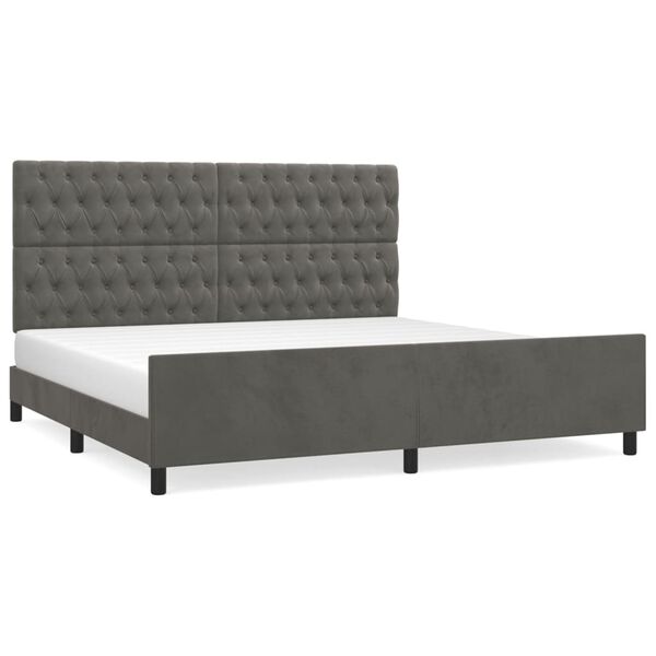 vidaXL Giroletto senza Materasso Grigio Scuro 200x200 cm Velluto