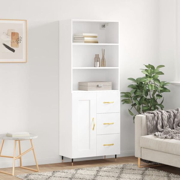 vidaXL Credenza Bianca 69,5x34x180 cm in Legno Multistrato