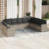 vidaXL Set Divano Giardino 10 pz con Cuscini Grigio Chiaro Polyrattan