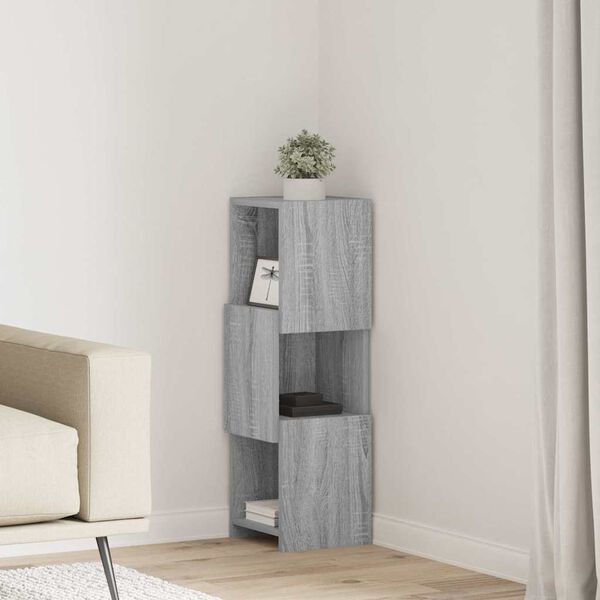 vidaXL Mobile angolare Grigio Sonoma 25,5x25x80cm Legno multistrato