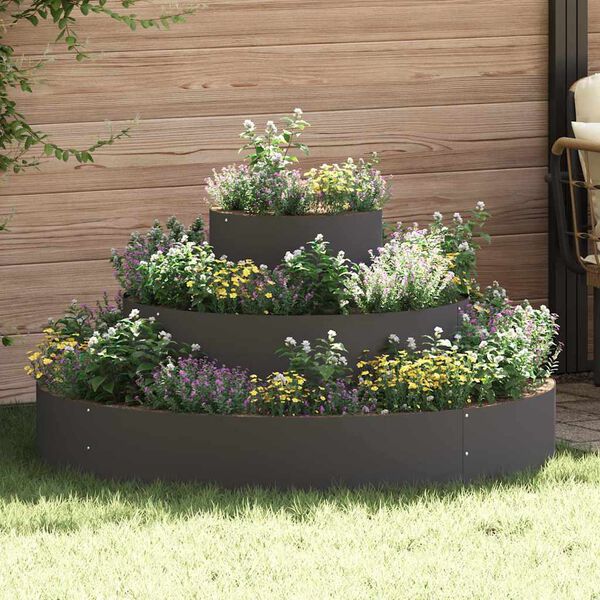 vidaXL Vaso da giardino Nero 120 x 120 x 20 cm