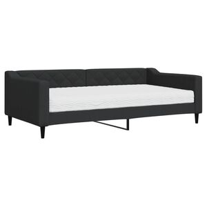 vidaXL Divano Letto con Materasso Nero 100x200 cm in Tessuto