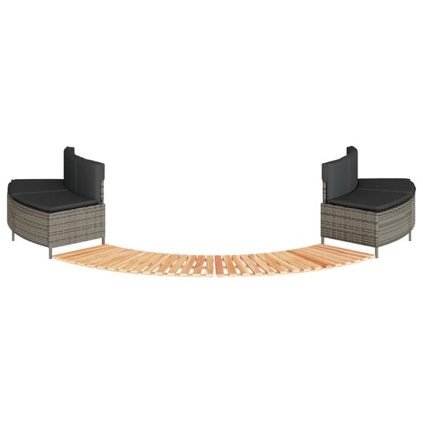 vidaXL Bordo per Spa Grigio in Polyrattan e Legno Massello di Acacia