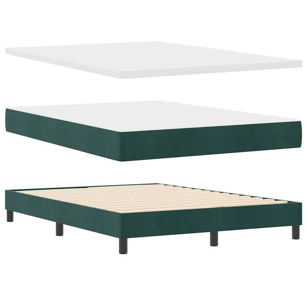 vidaXL Letto a molle con testiera Verde Scuro 190 x 140 cm Velluto