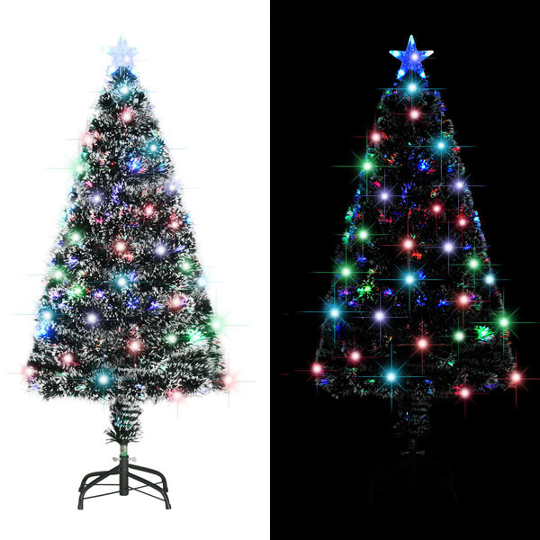 vidaXL Albero di Natale Preilluminato con Supporto e LED 120 cm Fibra Ottica