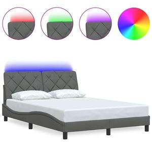 vidaXL Giroletto con LED senza Materasso Grigio Scuro 140x190 cm