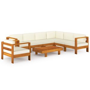 vidaXL Set da Giardino 8 pz con Cuscini 100x60 cm Legno di Acacia