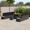 vidaXL Set Divano da Giardino 11 pcs Nero polyrattan