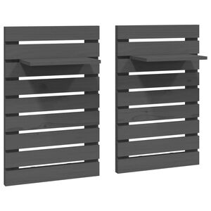 vidaXL Mensole da Letto a Parete 2 pz Grigio Legno Massello di Pino