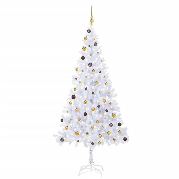 vidaXL Albero di Natale Preilluminato con Palline 210 cm 910 Rami