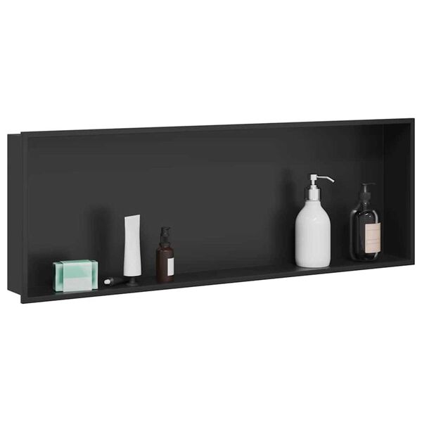 vidaXL Nicchia per doccia Nero 90 x 30 x 9,5 cm Acciaio inossidabile