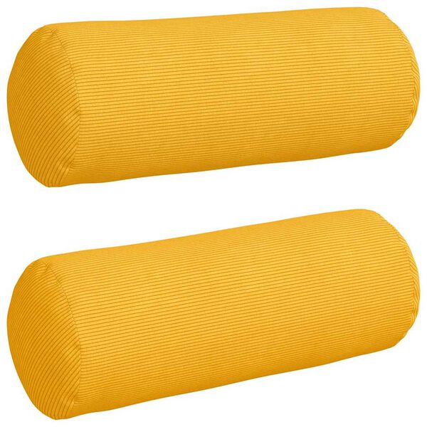 vidaXL Cuscini a rullo 2 pcs Giallo Chiaro Ø 25 x 70 cm