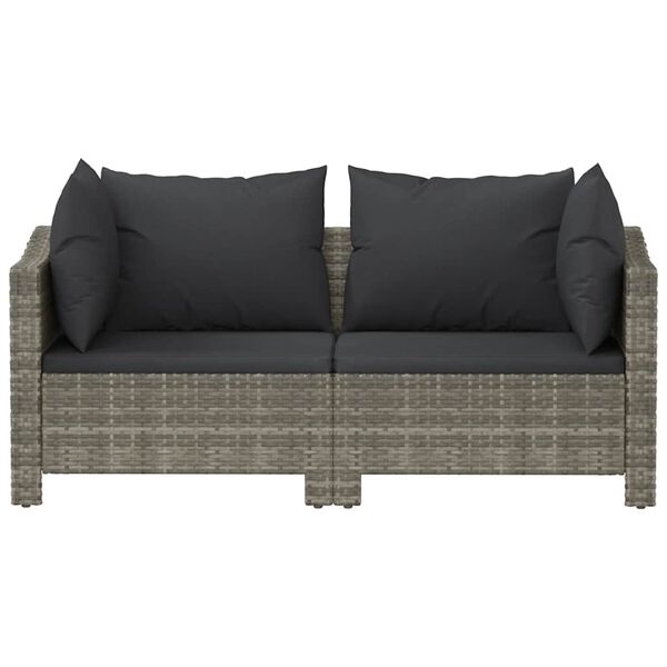 vidaXL Set da giardino 2 pezzi con cuscini grigio in polyrattan