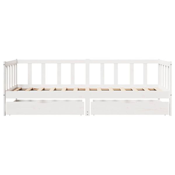 vidaXL Dormeuse con Cassetti Bianco 90x200 cm Legno Massello di Pino