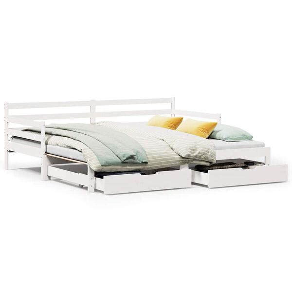 vidaXL Letto Estraibile con Cassetti senza Materasso Bianco 90x190 cm