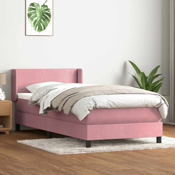 vidaXL Giroletto a Molle con Materasso Rosa 80x220 cm Velluto
