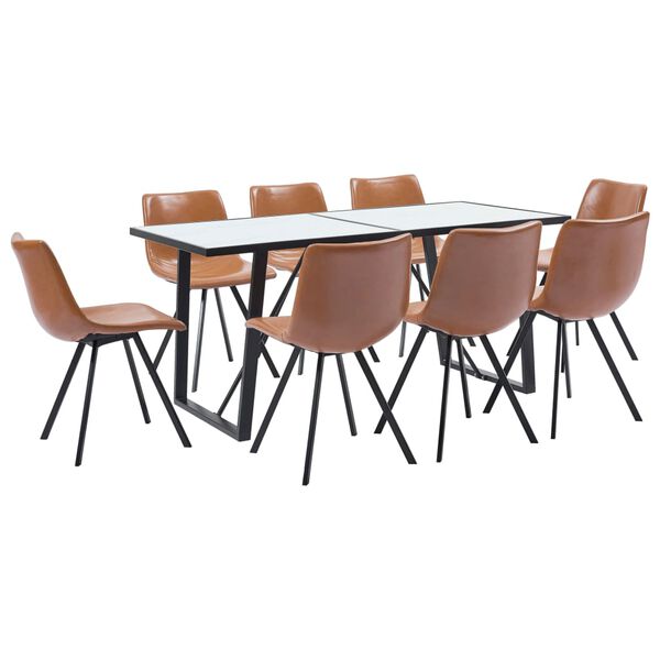 vidaXL Set Sala da Pranzo 9 pz in Similpelle Cognac
