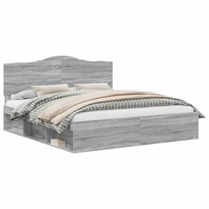 vidaXL Struttura del letto Grigio Sonoma 200 x 200 cm Pino massello